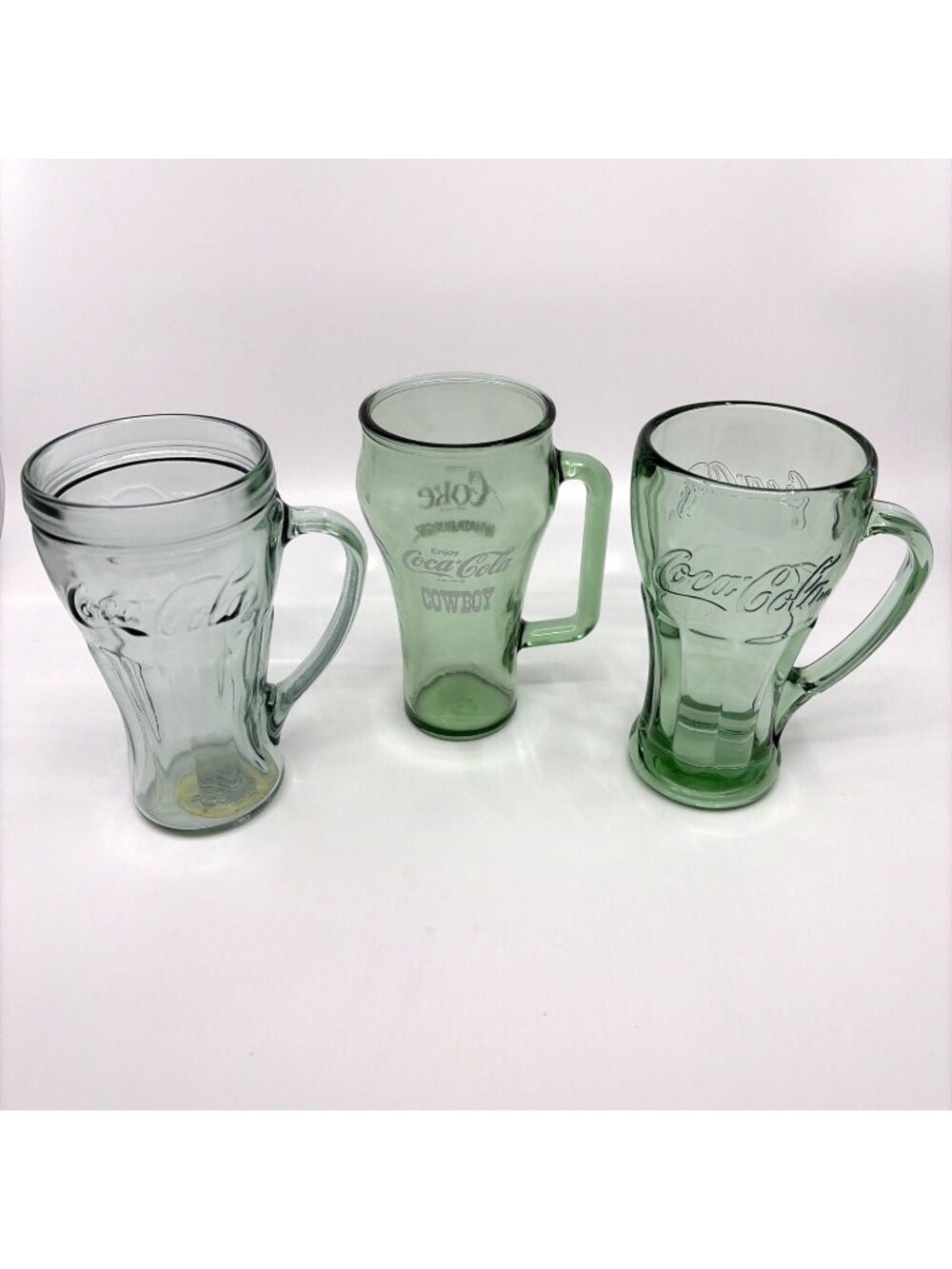 Vintage Coca-Cola 16 Oz Glass Mug Collection Genuine Whataburger Contour 3 Pc